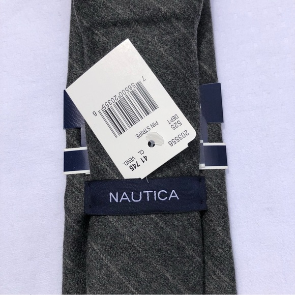 Mens Tie Nautica Tie 100% Wool Sage Grey Men's Work Office with Gift Box NWT - Picture 4 of 6
